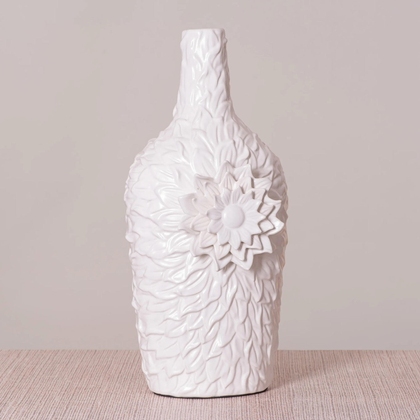 Ceramic White&Gold Cylindrical Vase