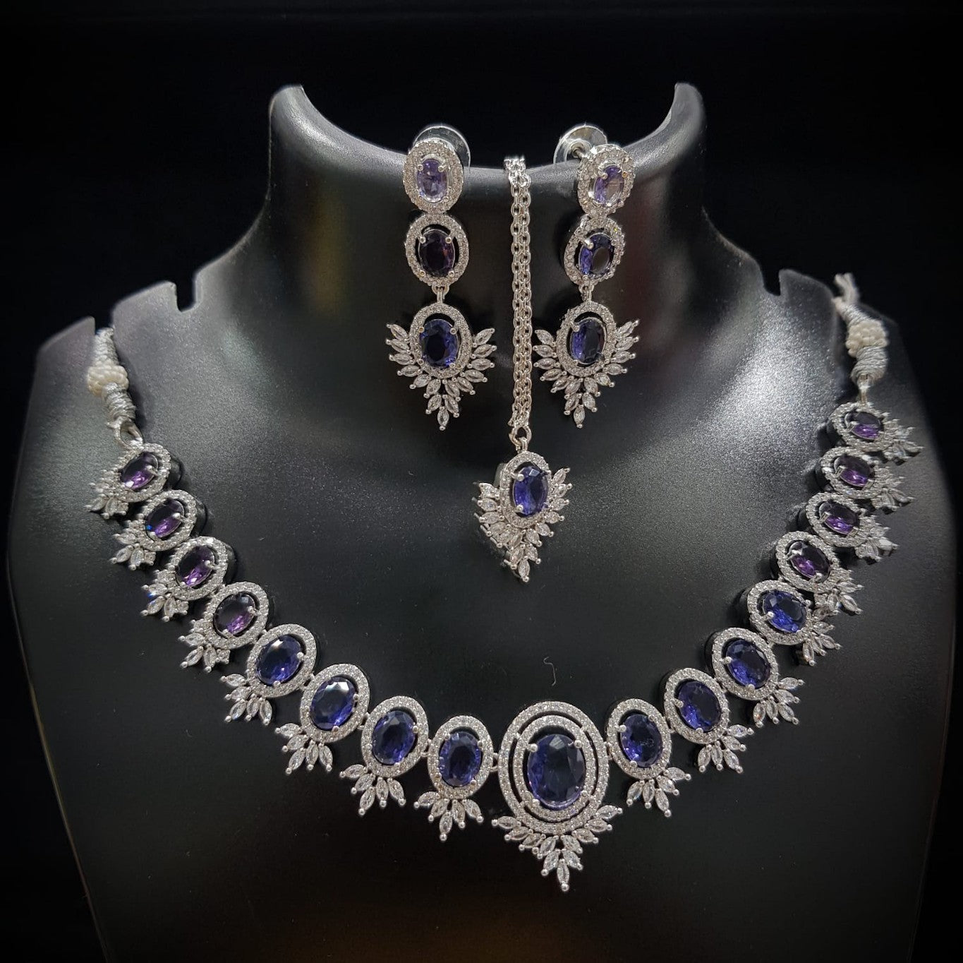 Purple Stone Women Necklace Set