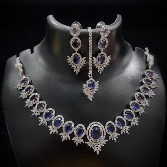 Purple Stone Women Necklace Set