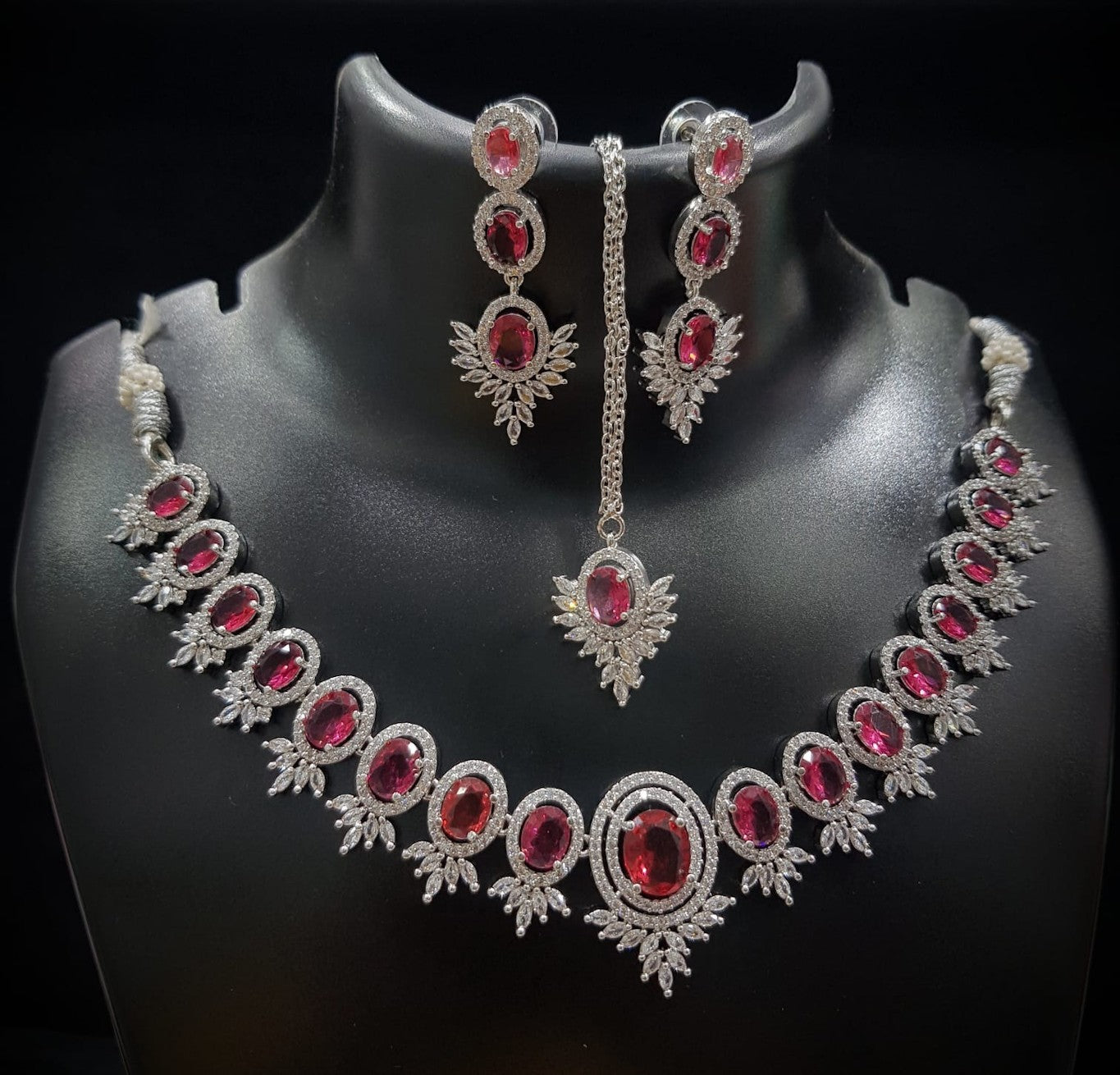 Maroon Stone Women Necklace Set