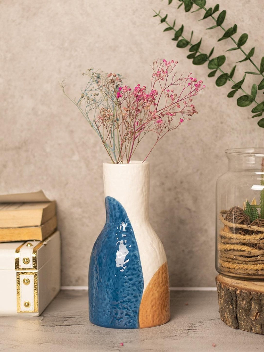 Multicolor Ceramic Vase - Abstract Design Flower Holder